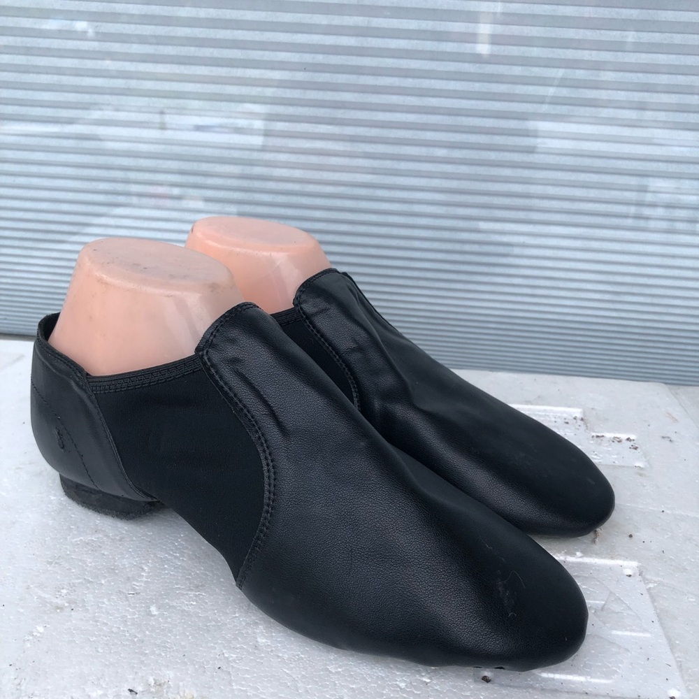 Bokimd Black Slip-on Split Sole Jazz Dance Shoes Elastic Leather Sole Size 11